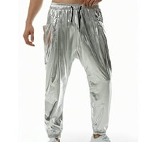 XYSAQA MENS casual metal sjajni duksevi, muškarci elastični konusni začuvani joggeri hlače pantalone