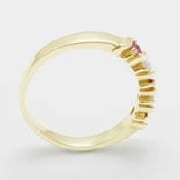 Britanci napravio je 10k žuto zlato prirodno ružičasti turmalin i dijamantni ženski vječni prsten -