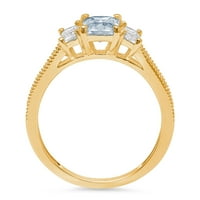 1. CT Sjajni smaragdni rez prirodni nebo plavi topaz 14k žuti zlatni pasijans sa akcentima Trobonski prsten SZ 10.25