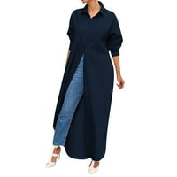 Tosmy Womens Tops Fashion Womens Casual Loose Dugme Dugme Dugme Majica Solid Color Coat Bluze za žene