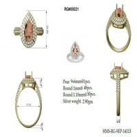 3. CTW labradoritetni gemstonski sterling srebrni kruški oblik halo ženskog vjenčanog prstena