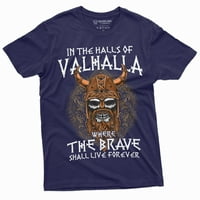 Muške dvorane Valhalla Viking majica Skull kaciga Norde mitologija Nordic Tee