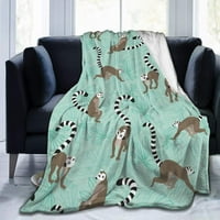 Nosbei slatka lemurica meko bacanje pokrivač lagana flanela fleece pokrivač za kauč za kauč za kauč