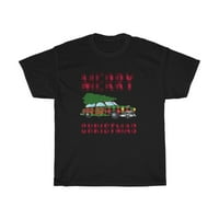 Bivolo karirani karavan sa božićnim drvcem, sretan božićna majica, božićna majica, smiješna xmas majica