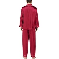 Pajamas muške casual pidžama dugih rukava bluza s dugim rukavima svilena satena Dva odjeća za spavanje