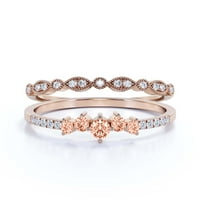 Minimalistički promige Prsten 1. Carat Round Cut Morgatite i dijamantski jeftini prsten za vjenčani prsten za angažman prsten u 10K čvrstog ruža zlata, mladenka, podudarni bend, bajkovitni prsten, obljetni prsten