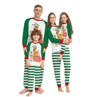 Porodični božićni pidžami Podudarni set, pas ispisnih vrhova s ​​prugastim hlačama za spavanje za odrasle,