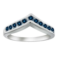 Mauli dragulji za angažovanje prstenova za žene 0. Carat plavi dijamantski kanal Set vjenčani traki