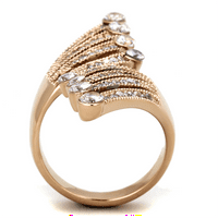 Luxe nakit dizajnira ženska visoko ruža zlatni polirani nehrđajući čelik jedinstven prsten sa AAA ocjenom