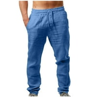 Viadha muške hlače nacrtavajuće elastične struke pamučne posteljine casual hlače pantalone duge hlače