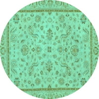 Ahgly Company u zatvorenom okruglom orijentalnim tirkiznim plavim tradicionalnim prostirkama, 5 'kruga