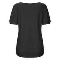 Vedolay ženske majice Žene kratki rukav V izrez zakrivljeni rub Tunic TOPS T majice, crna s