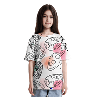 Uskršnji crtani slatki uzorak T-majice crtani tiskani dječaci Djevojke teže djeca vrhova odjeća s kratkim