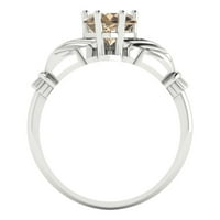 1. CT Sjajno srce Clear Simulirani dijamant 18k bijeli zlatni pasijans Otvor za prsten sz 6.5