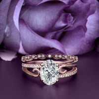Prekrasna umjetnost nouvea 2. Karat Ovalni rez dijamantski prsten za uključivanje stila, vjenčani prsten