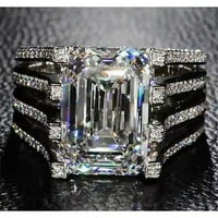 Harry Chad Enterprises CT Fancy Style Smaragdni dijamantni prsten, 14k bijelo zlato - veličina 6.5