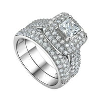 Set Par Princess Square Diamond set prstena modni angažman za vjenčanje za žene