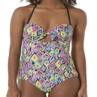 Bongo Junior Žene Neon Pink & Yellow Geometric Print Swim odijelo Srednja