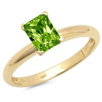 1ct smaragdni rez zeleni prirodni peridot 14k žuti zlatni godišnjički angažman prsten veličine 8