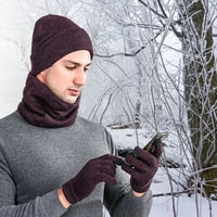 Yesbay muškarci jesenski zimski topli pleteni puševi vuneni šešir plišani rukavi