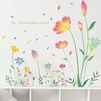 Postavite zidne naljepnice Cvjetni tiskani samoljepljivi ukrasni PVC biljni cvijet Creative ciklus zidne