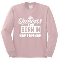 Kraljice su rođeni u septembru Humor muški majica s dugim rukavima, svijetlo roza, 3xl