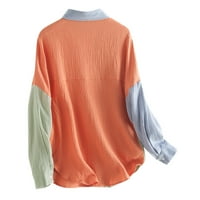 Ženske vrhove Jednoj grudi kontrastne boje Trendina majica dugih rukava vrhova labava bluza sa majicom
