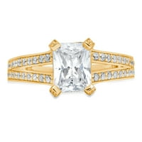 2. CT Sjajni smaragdni rez Clear Simulirani dijamant 18k žuti zlatni pasijans sa Accentima prsten sz