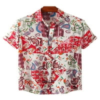 Capreze Muškarci Okrenite majicu ovratniku Redovna fit gumba Summer Košulja za odmor Majica kratkih