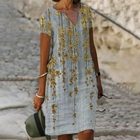 Ljetne haljine za žene - Ležerne modne posteljine Ombre Shift haljina Slim V rect majica Dužina koljena