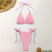 B91XZ bikini za žene Žene Crisscross High Sheik Bikini MESH kupaći kostimi ružičasti, s