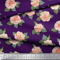 Soimoi Purple Rayon tkanina od lišća i vjere Rose cvjetna tkanina za ispis u dvorištu široko
