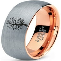 Tungsten cvjeta priroda stablo band prsten za muškarce žene udobnost FIT 18K Rose Gold Dome četkani