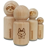 Chibi Husky Dog Holding Enfelope Gumeni pečat za Scrapbooking Crafting Stafring - Mini