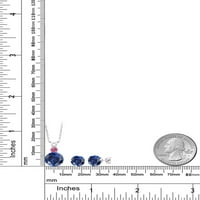 Gem Stone King 11. CT Blue Simulirani safirni sterling srebrni privjesak i minđuše Nakit set