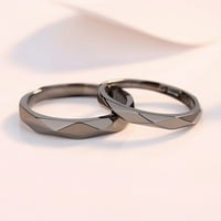 Wozhidaoke prstenovi za žene Sterling Italian Srebro ljubavnik Podesivi prsten za par se postavlja crni