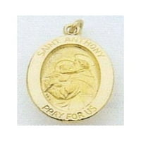 Ovalna sveta Anthony Religiozna medalja - Čvrsta 14k žuto zlato