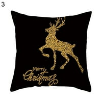 Sretan božićni jastuk crni zlatni božićni kvadratni jastuk jastuk kauč kauč kauč bacaju kauč za jastuk ukras