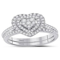 Zlatna zvjezdica 10kt bijela zlatna okrugla Diamond srca Bridal Wedding prsten set CTTW