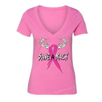 Xtrafly Odjeća Sačuvaj stalak za dojku za dojku Pink Ribbon Survivor, Ženska majica Vneck