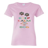 Budite mirni i krivite ljubitelj psa psa ženska grafička majica, Fuschia, 3xl