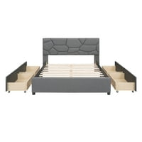 Potpuna tapecirana platforma krevet sa ostavom, moderno posteljina tapecirani okvir za krevet sa opekom