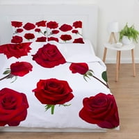 Poklopac prekrivača Crveni ružink Tisak visokokvalitetnog kućnog kreveta sa jastukom od poliestera posteljina,