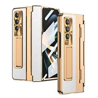 Feishell robusni slučaj za Samsung Galaxy Z Fold4, sjajni zaštitni poklopac zaslona za zaštitu od šarke Kompatibilan sa magsafe bežičnom punjenjem udarnom kućicom, zlato + bijelo