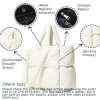 Torba na rame TACUZO WOMENS Luksuzni ček tote tote torba Meka jastuk, bijela