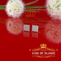 KING of Bling's Aretes para Hombre Square White Silver 0.25ct Dijamantne žene Minđuše