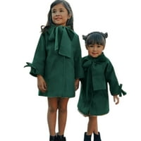 Djevojke toddlera Zimski dugi rukav topli vuneni kaput jakna od pune boje luk za babys odjeću