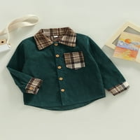 Toddler Baby Boy Girl majica kaput, karirani ispis patchwork dugih rukava za zatvaranje nagiba za zatvaranje
