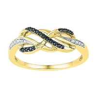 10k žuto zlato okruglo Black Diamond Infinity prsten CTTW