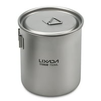 Lixada 750ml Kamp Titanium Pot posuda za vodu sa odvojivom ručke na otvorenom posuđe za kuhanje posuđe
